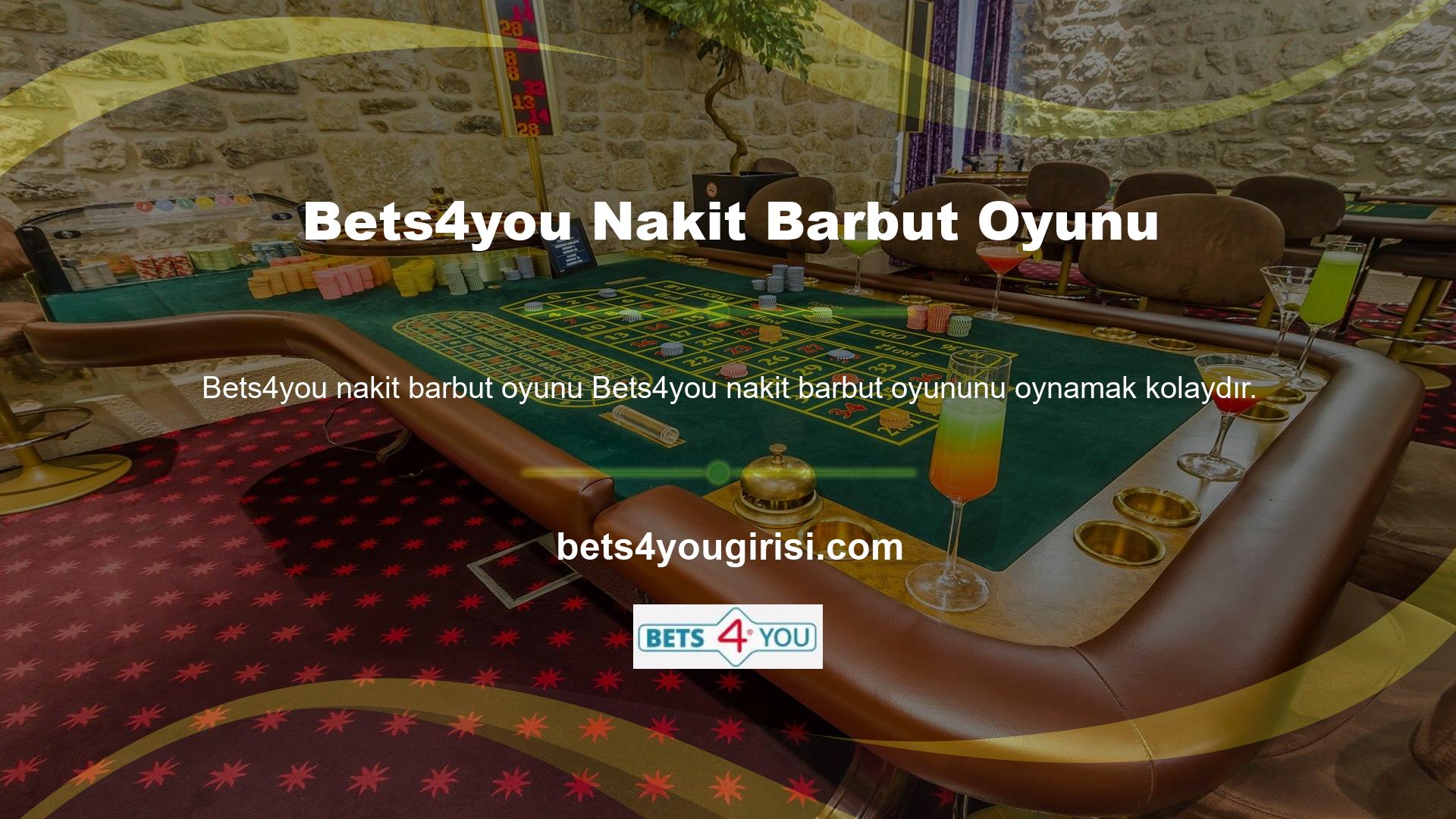 Platform ayrıca oynamayı Bets4you nakit barbut oyunu oyun severler için tanıtım videoları da sunuyor